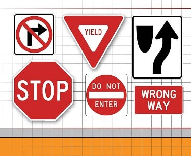 Traffic signs regulatory signs road signs