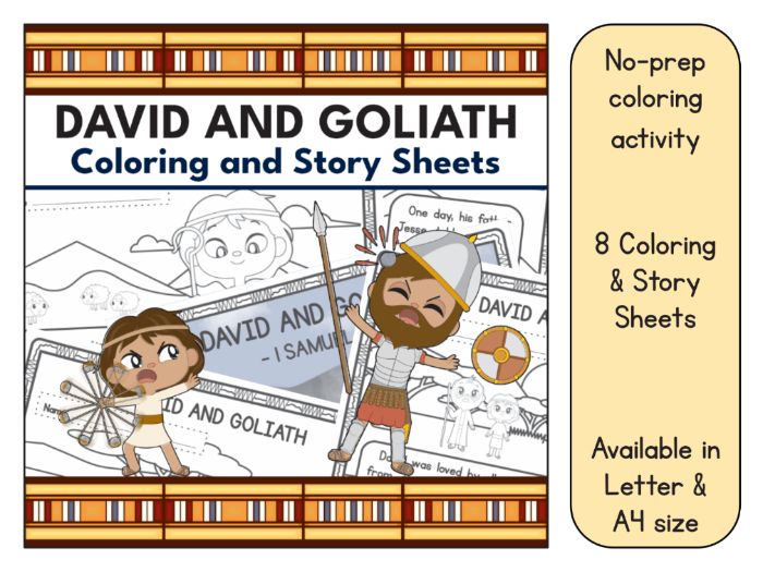 David and goliath coloring pages and story book printable teaching resources