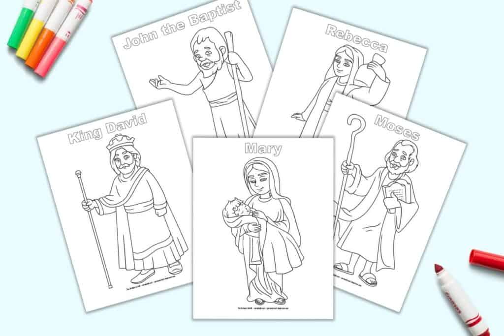 Free printable bible character coloring pages for kids