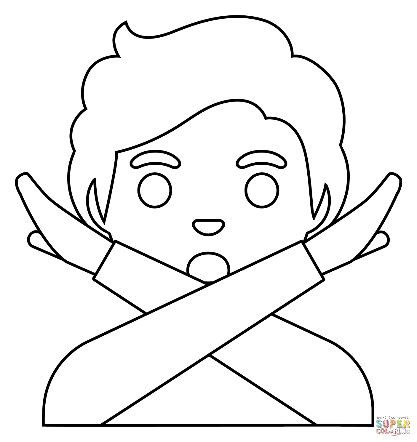 Person gesturing no emoji coloring page free printable coloring pages