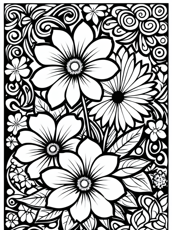 Coloring page no color one flower