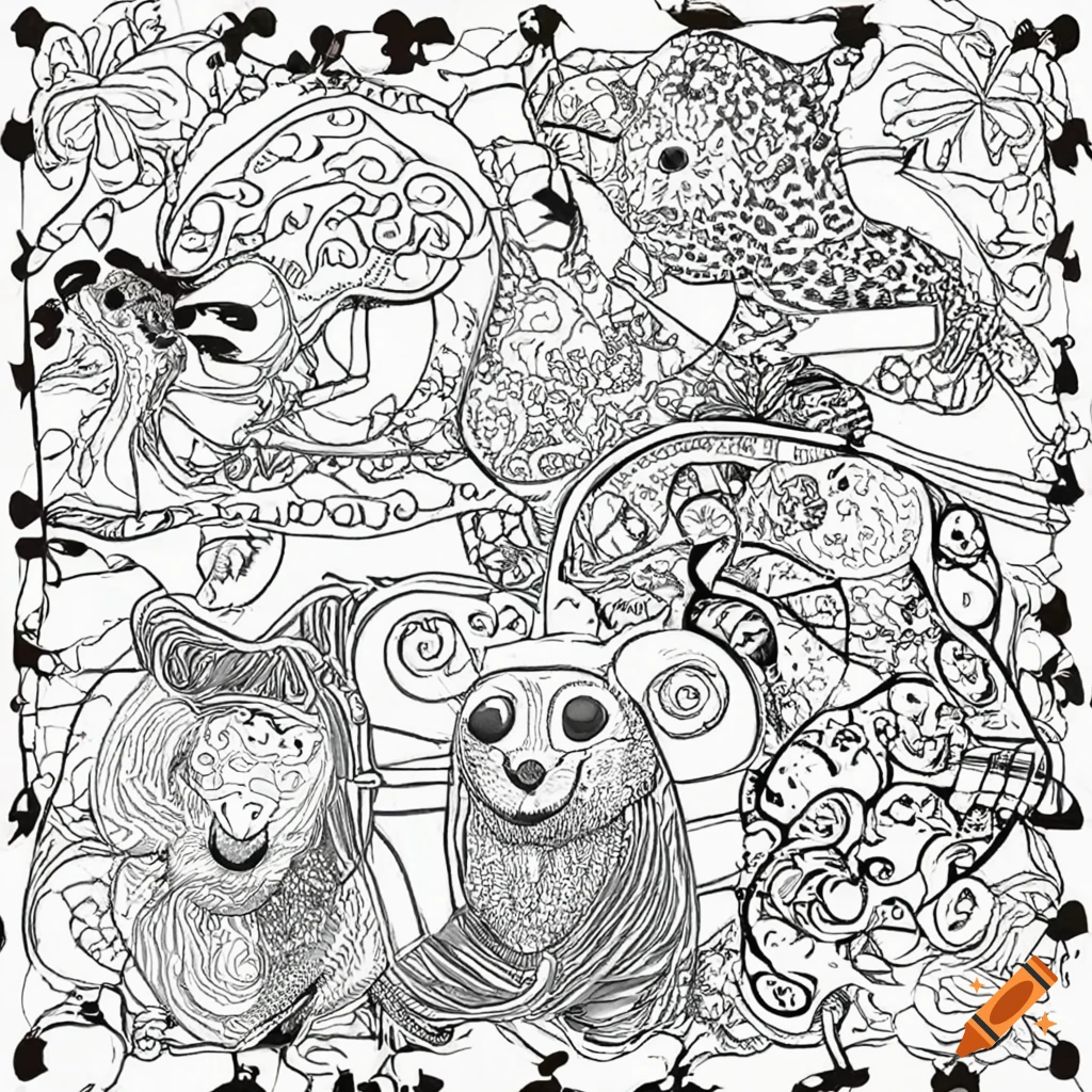 Wild animals for coloring book with no colour for kids aged and to coloring on