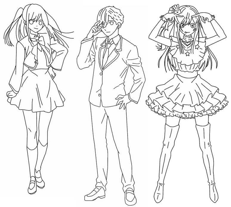 Characters from anime oshi no ko coloring page