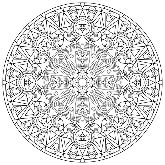 Geometric mandala ornate coloring pages printable pdf adult coloring madness coloring book no