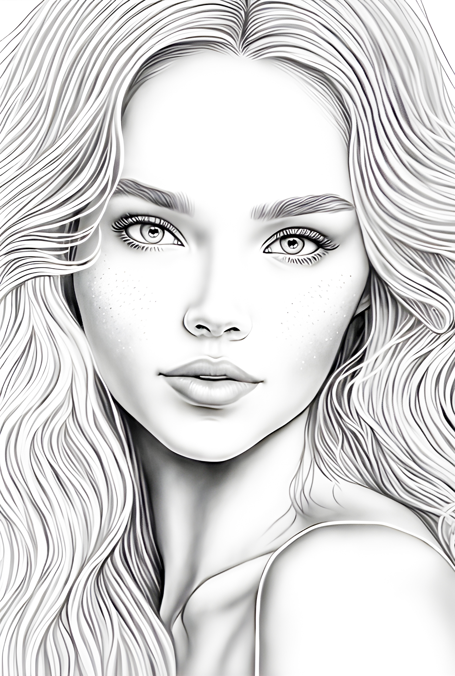 Drawing of a girl coloring page for adults ðñðððððº