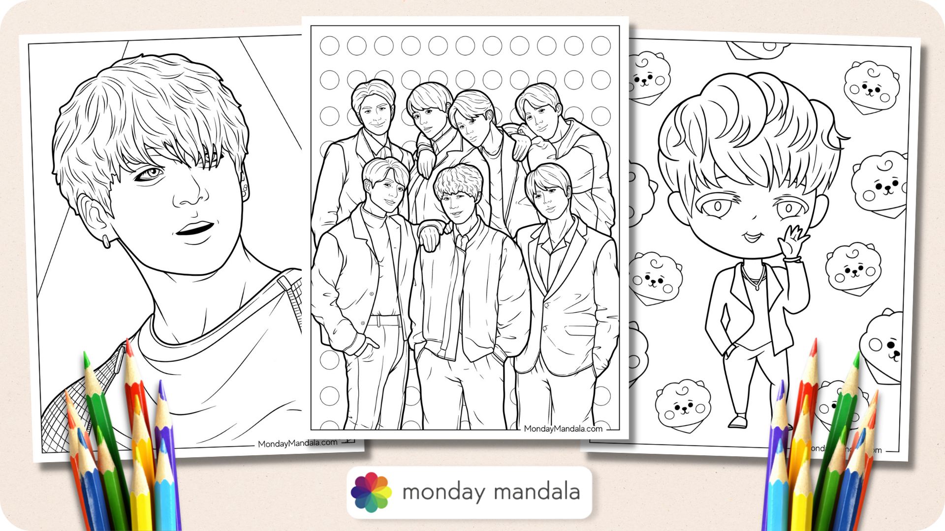 Bts coloring pages free pdf printables