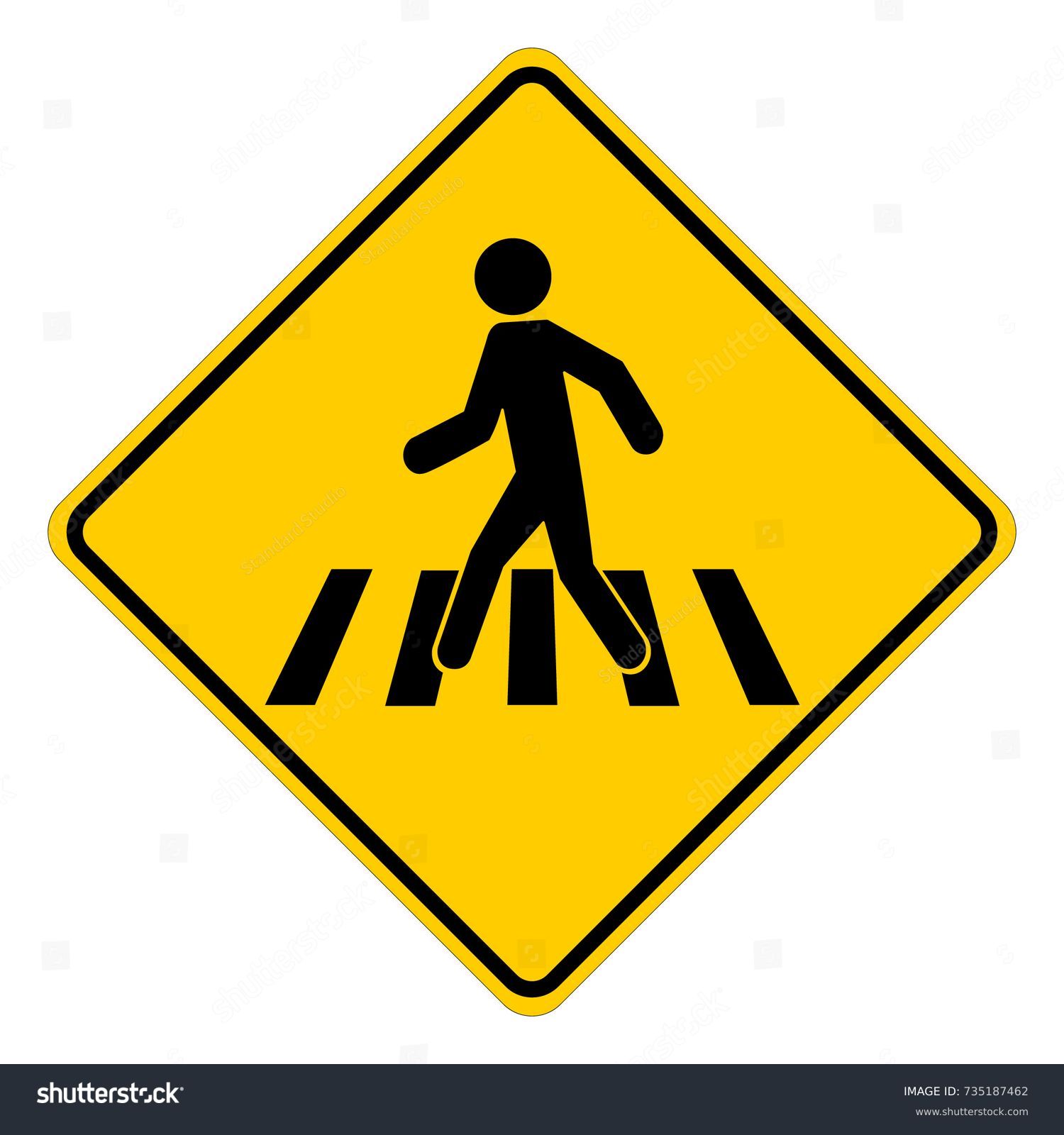 Pedestrian crossing sign pedestrian crosswalk yellow stock vector royalty free