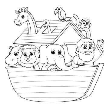 Premium vector noahs ark isolated coloring page for kids