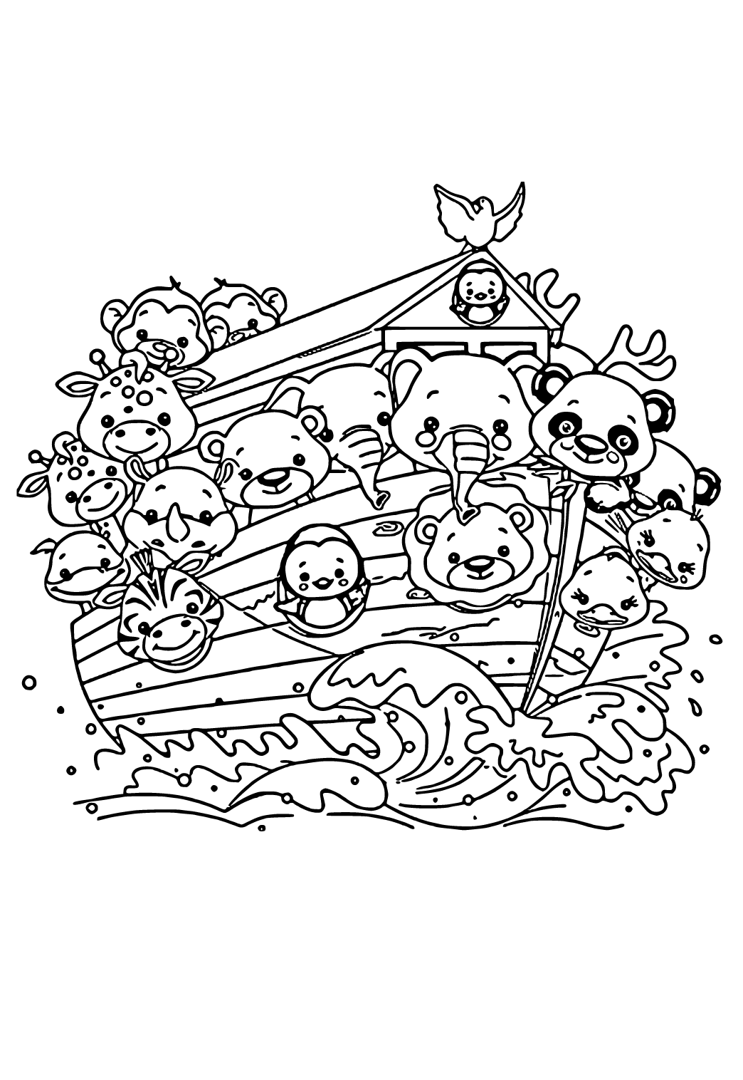 Free printable noahs ark animals coloring page for adults and kids