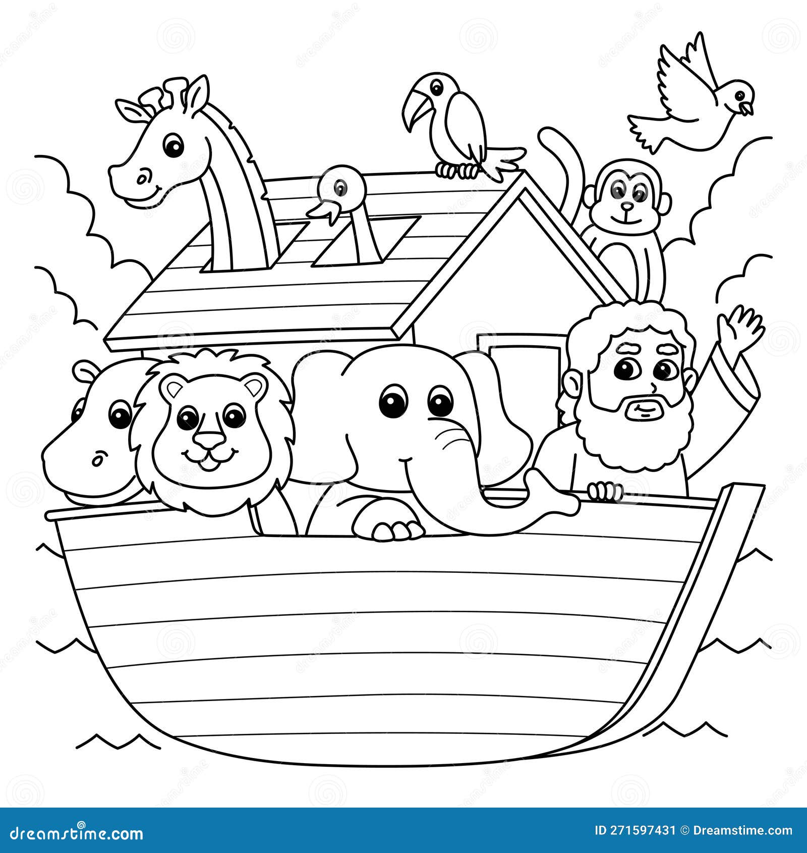 Noahs ark coloring page for kids stock vector