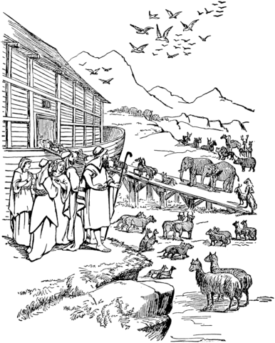 The animals walk on to noahs ark coloring page free printable coloring pages