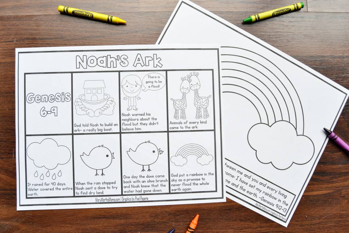 Noahs ark coloring pages â mary martha mama