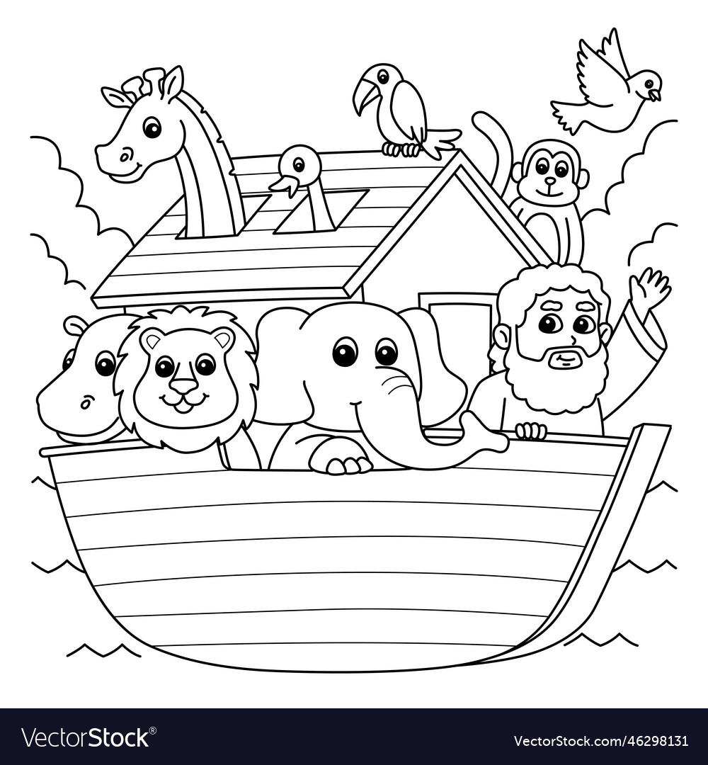 Noahs ark coloring page for kids royalty free vector image