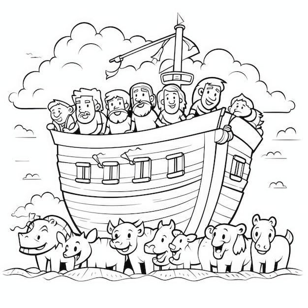 Premium ai image whimsical adventures noahs ark coloring book