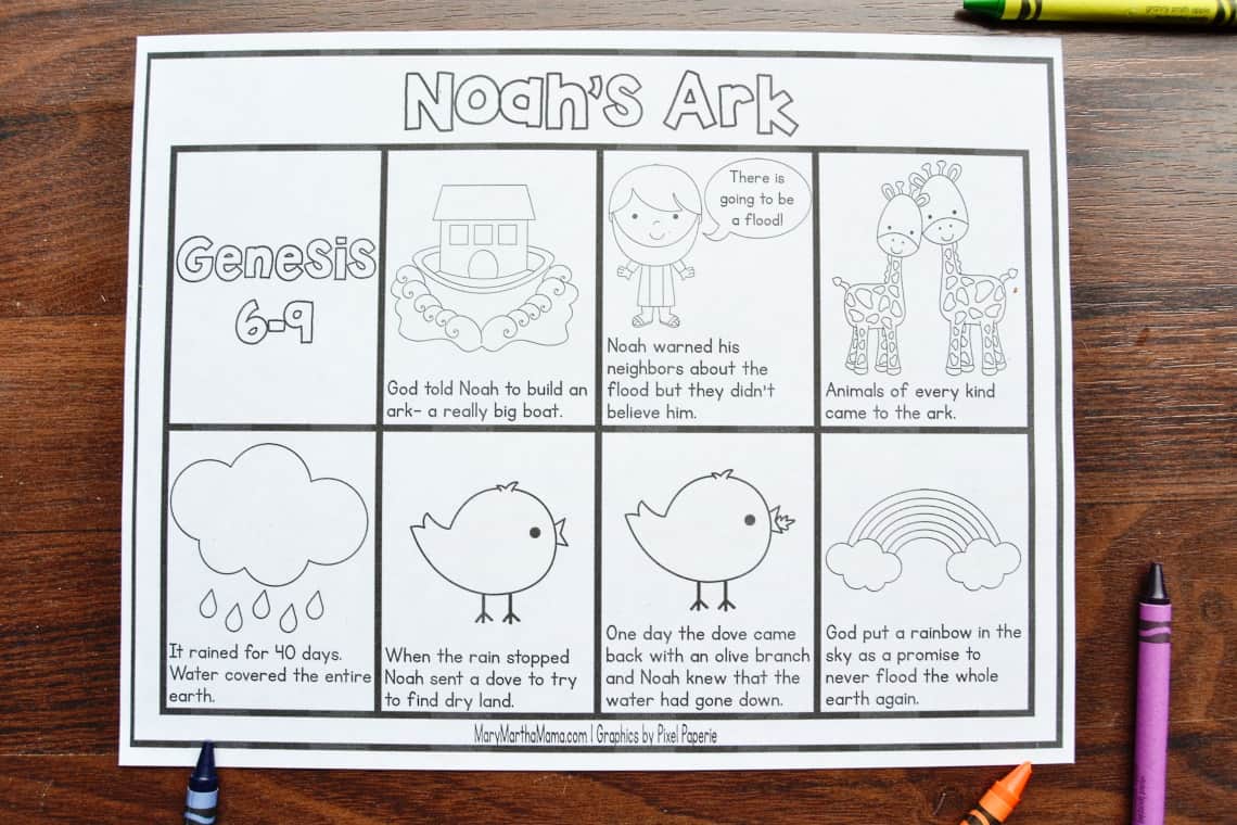 Noahs ark coloring pages â mary martha mama