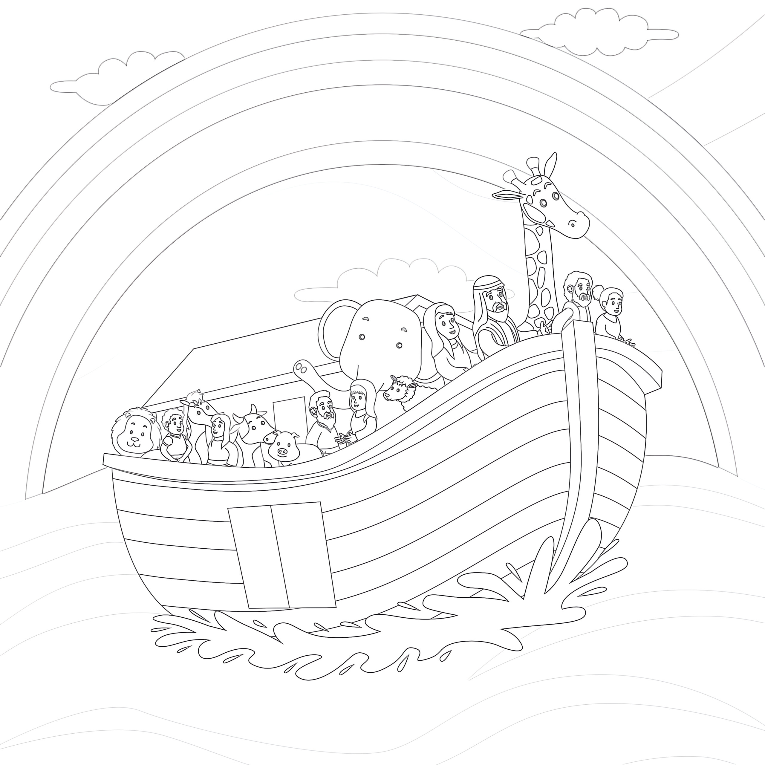 Printable noah and the ark coloring page