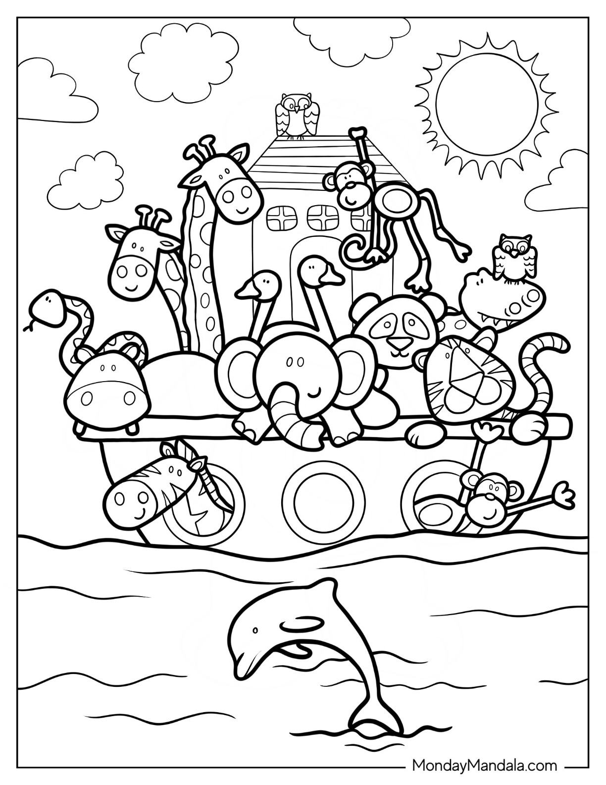 Noahs ark coloring pages free pdf printables