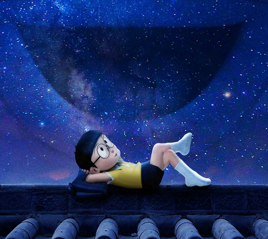 Nobita sleepg under sky snow white movie cute songs doraemon wallpapers