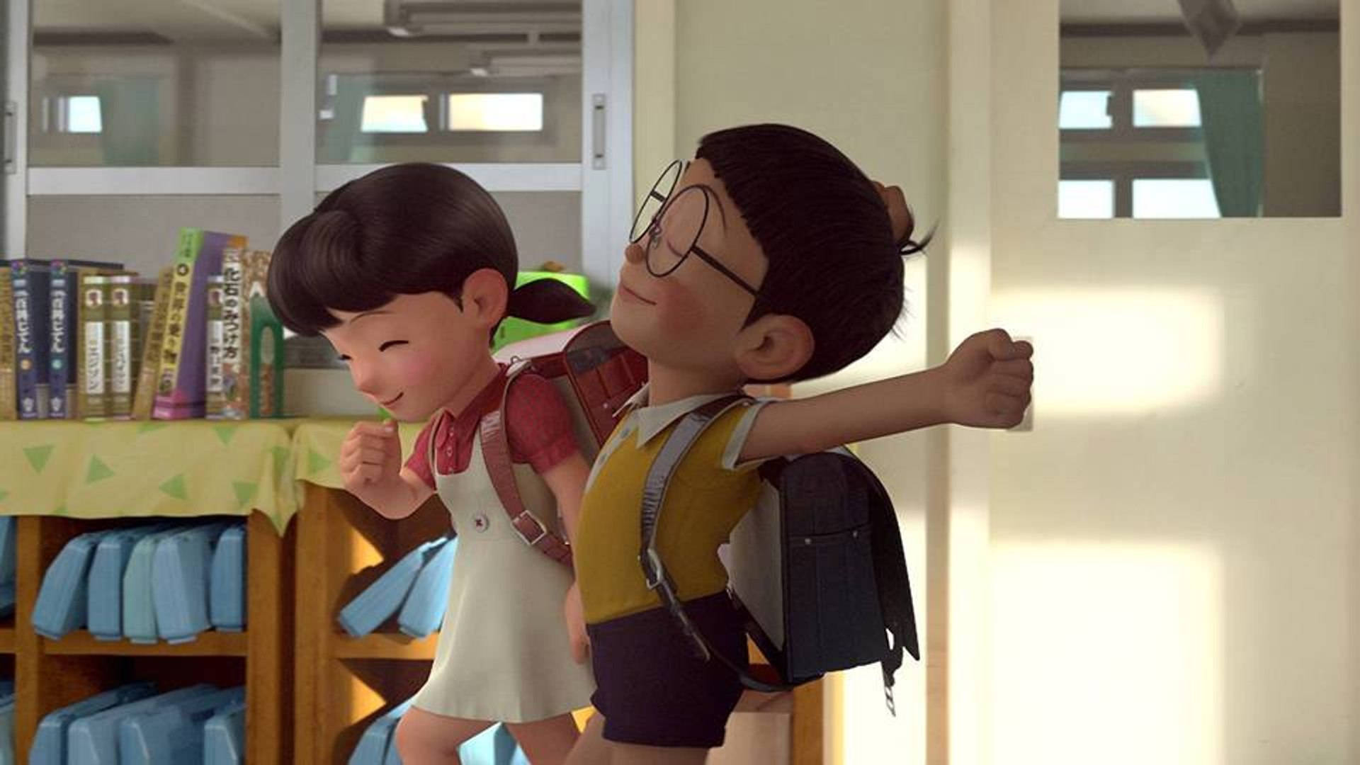 Download nobita and shizuka in doraemon wallpaper