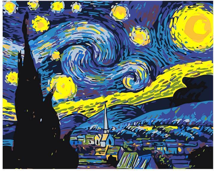 Pintura por numeros la noche estrellada de van gogh