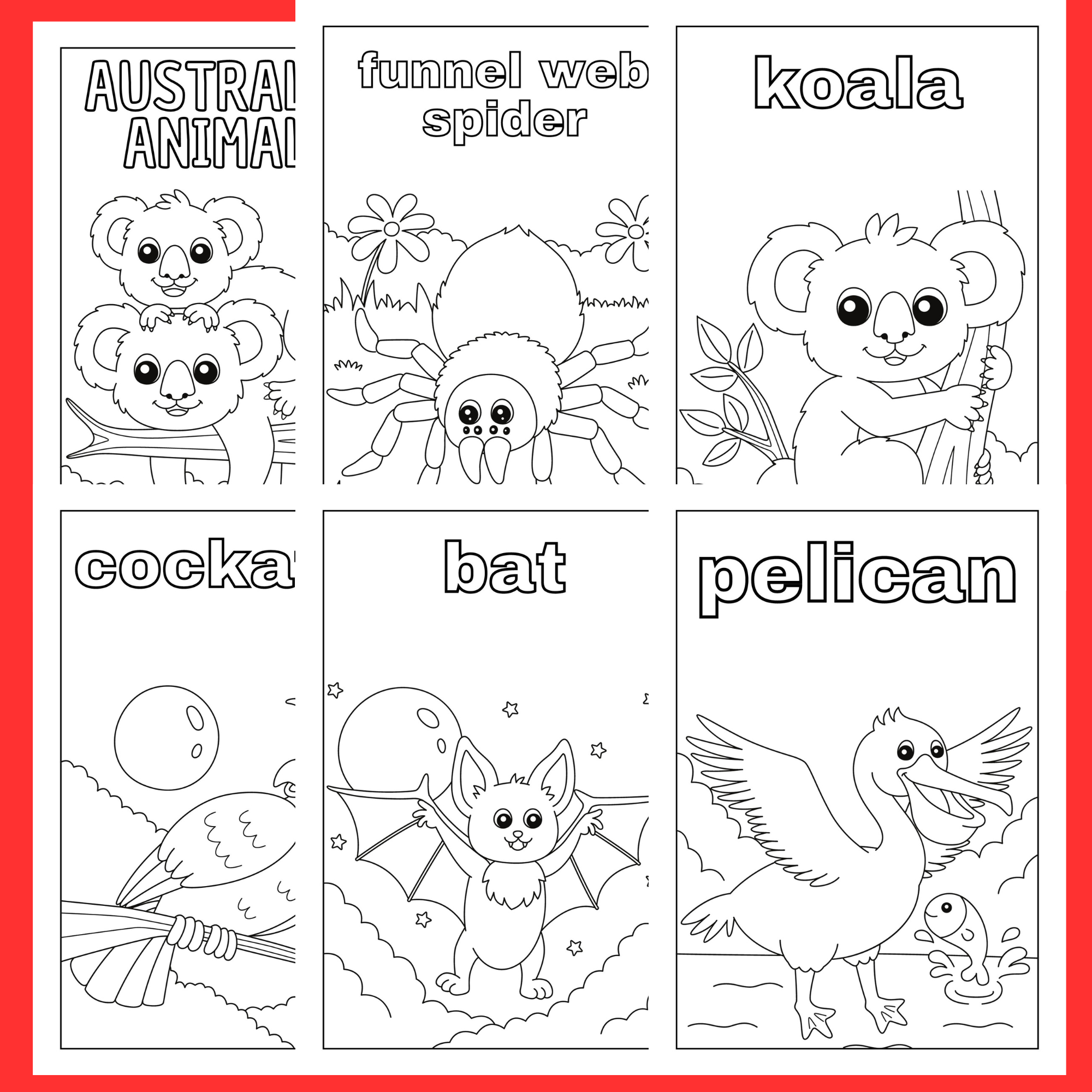 Black white australlian animals colouring worksheets made by teachers