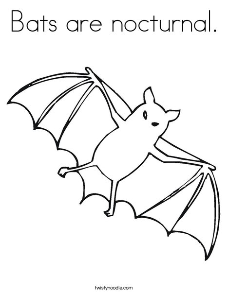 Bats are nocturnal coloring page