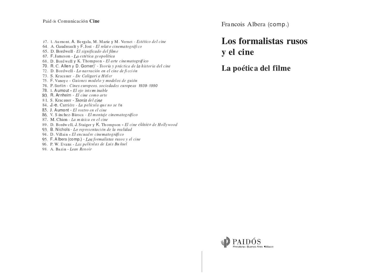 Los formalistas rusos y el cine by grupo de investigaciãn en semiãtica