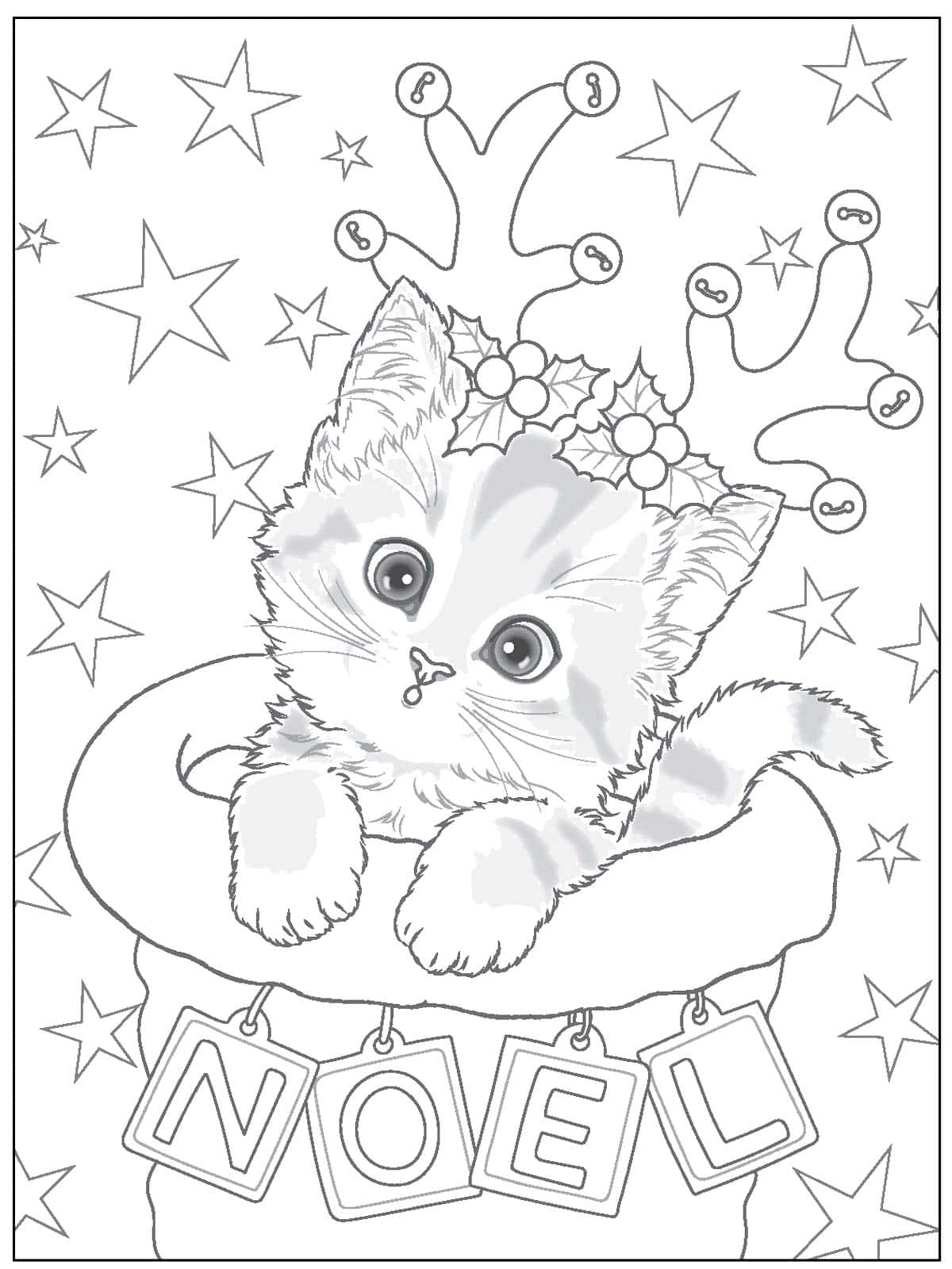 Download cat coloring named noel pictures