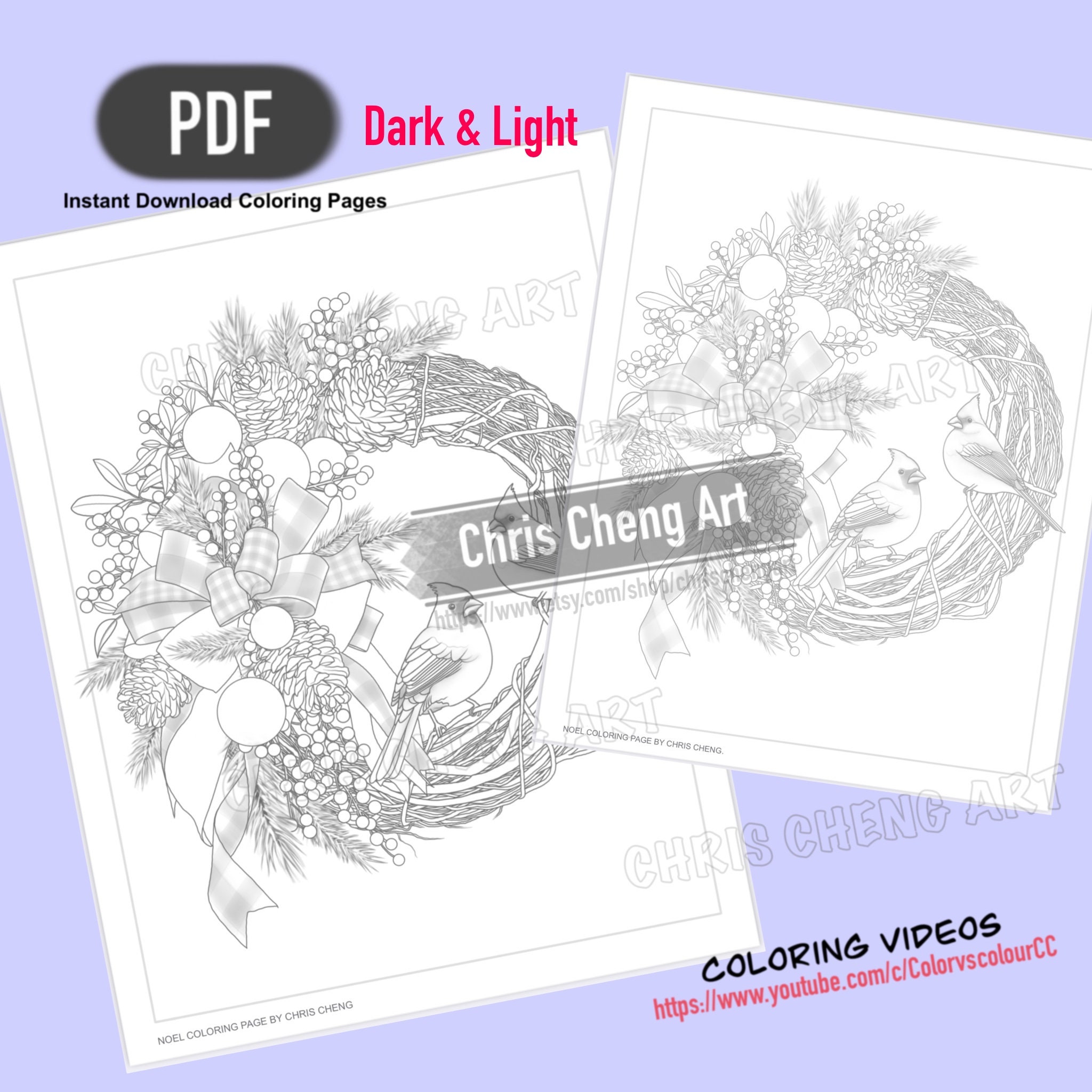 Set of coloring pages noel instant download printable files pdf instant download