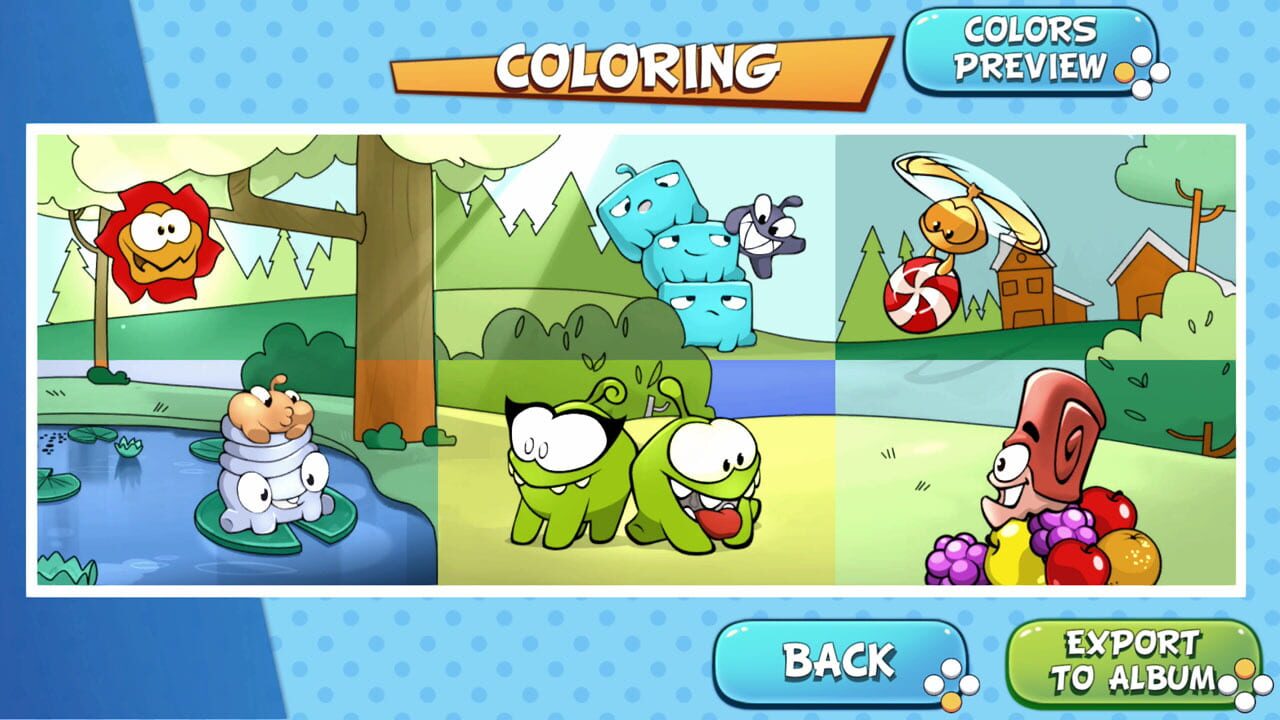 Om nom coloring toons puzzle