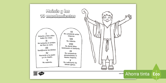 Moisãs y los diez mandamientos para lorear teacher made