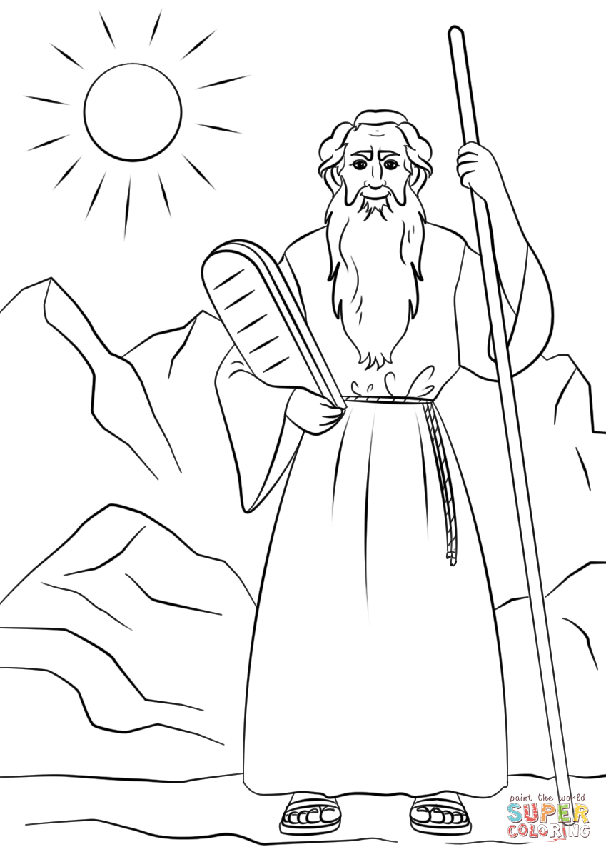 Moses with the tablets of the law coloring page free printable coloring pages