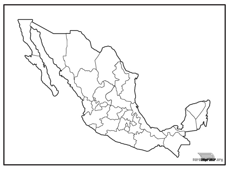 Mapa de la republica mexicana sin nombre para imprimir pdf