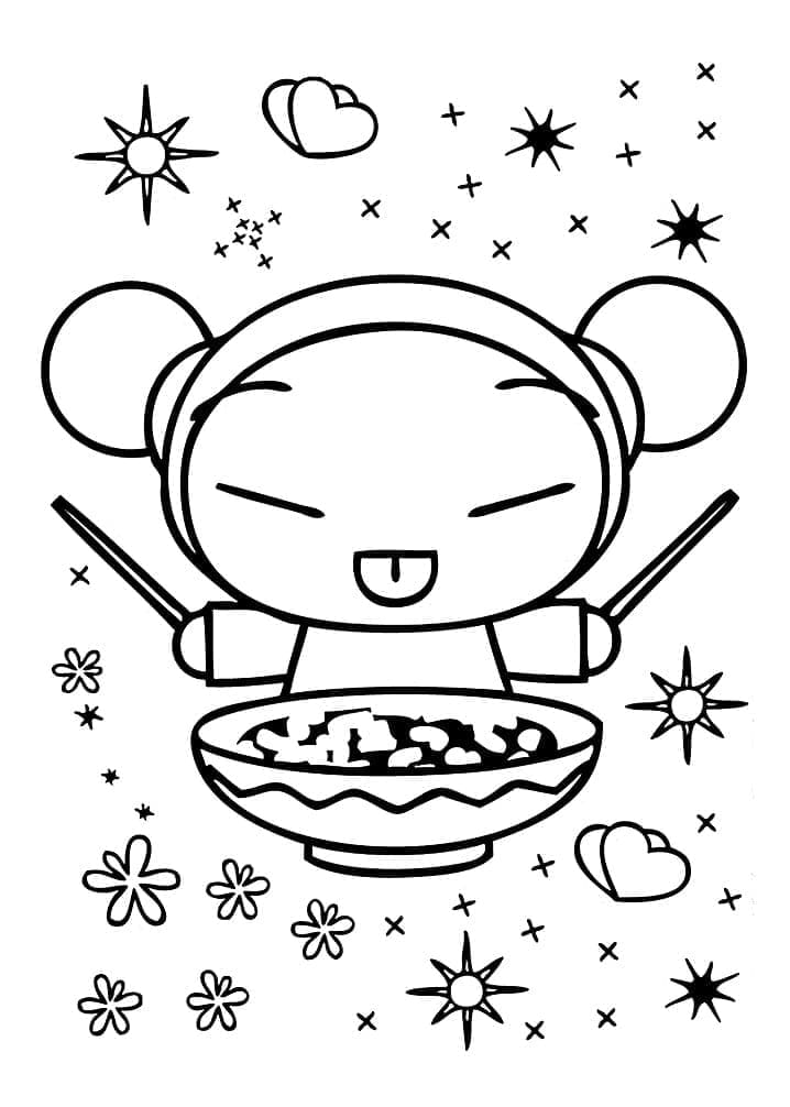 Pucca and noodle coloring page