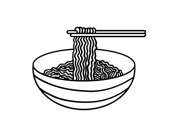 Bowl of noodles coloring page