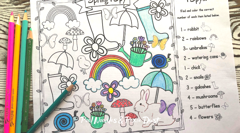 Spring i spy coloring pages