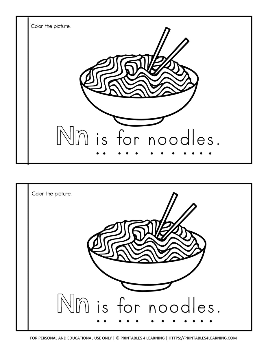 Letter n emergent reader coloring book â printables learning