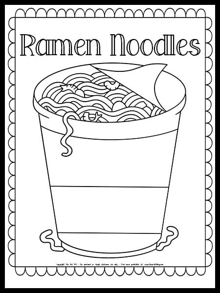 Ramen noodles coloring page free homeschool deals