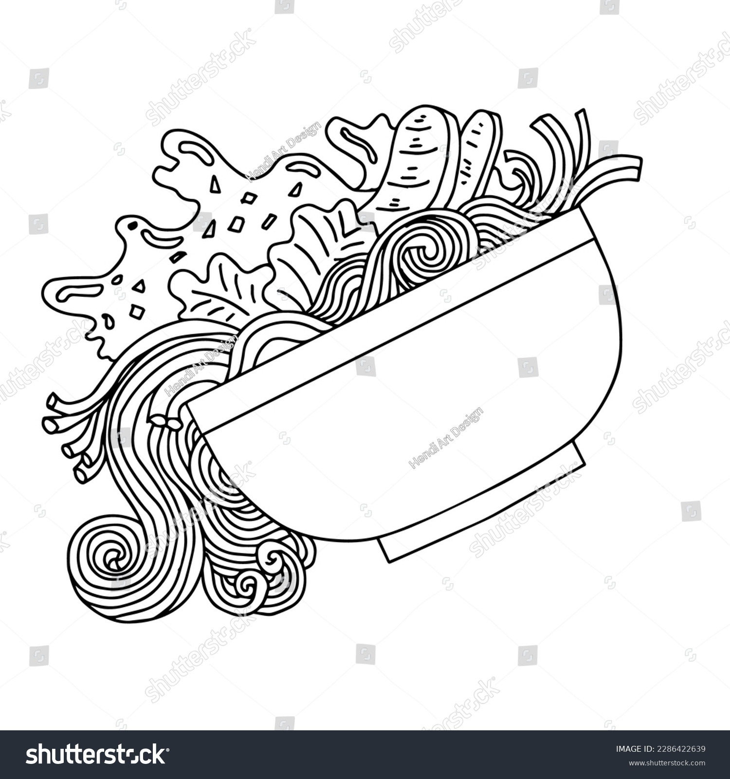 Design noodle ramen coloring page outline stock vector royalty free