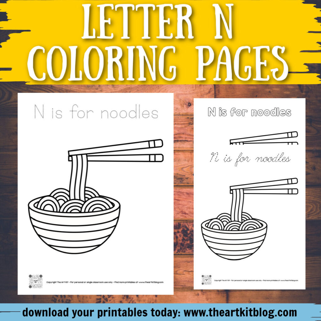 N is for noodles coloring pages â the art kit