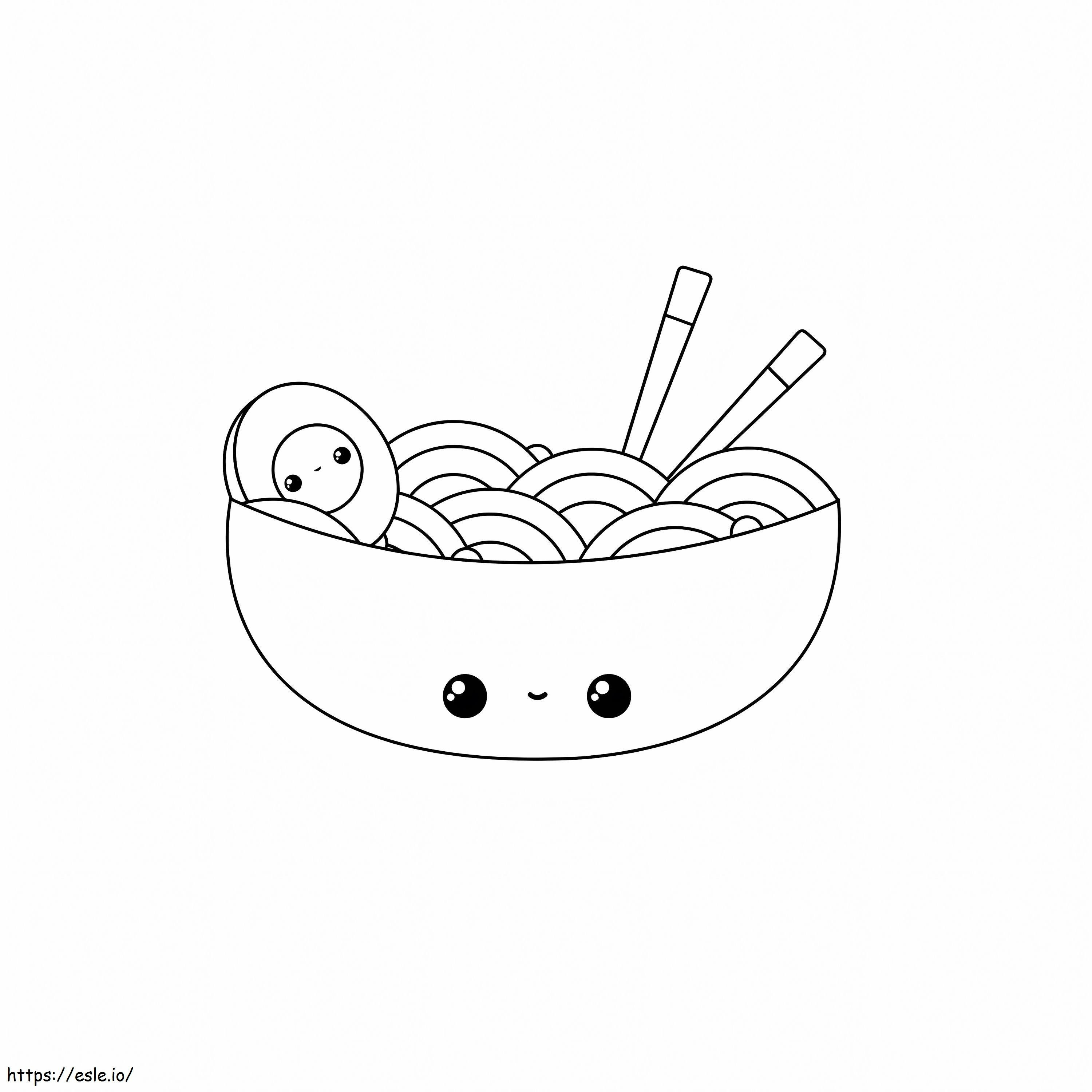 Kawaii smiley noodles coloring page