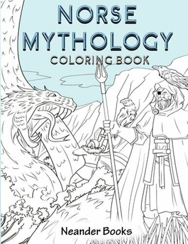 Norse mythology coloring book for adults and teens by neander books new