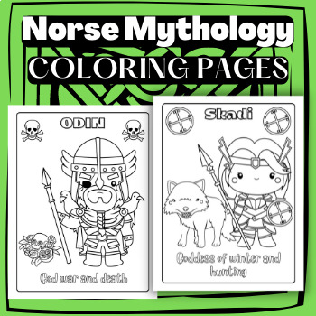 Norse mythology gods and goddesses coloring pages by qetsy tpt