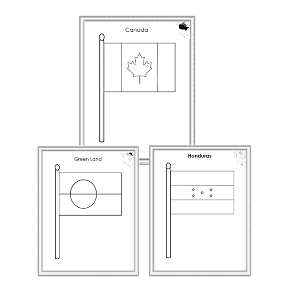 North american countries flag coloring pages â montessori