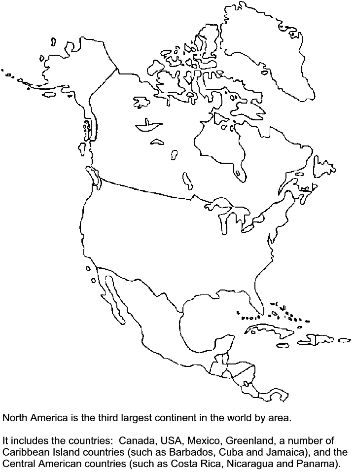 Printable north american countries map