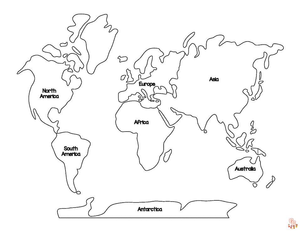 Explore the world with free world map coloring pages