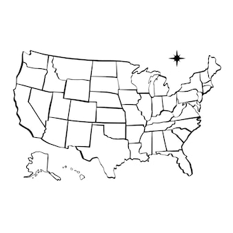 North america map outline black white vectors illustrations for free download