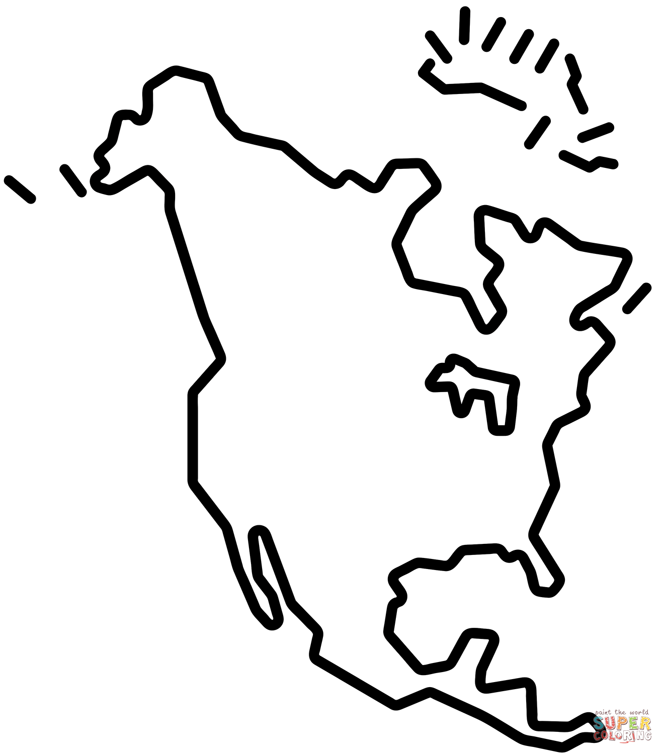 North america coloring page free printable coloring pages