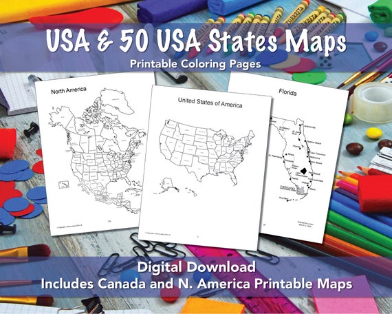 Usa maps and the usa states pdf map printable coloring pages blank outline maps for coloring homeschool and education