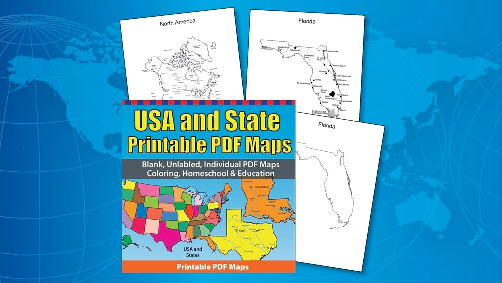 Usa and state individual pdf map set blank unlabeled outline maps